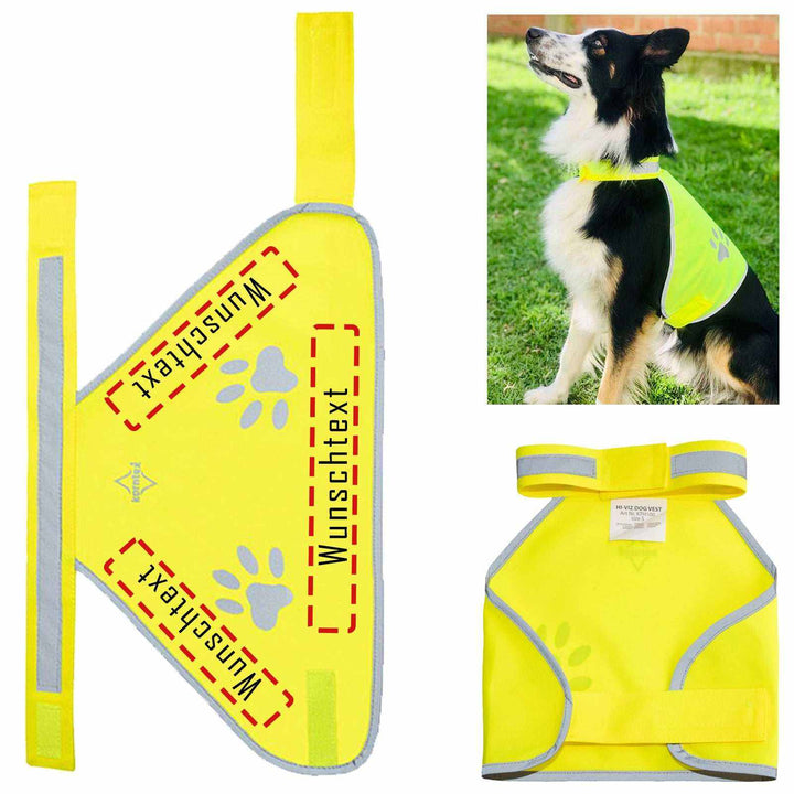 Korntex Hundewarnweste mit Reflexstreifen und Beispiel für Wunschtext
