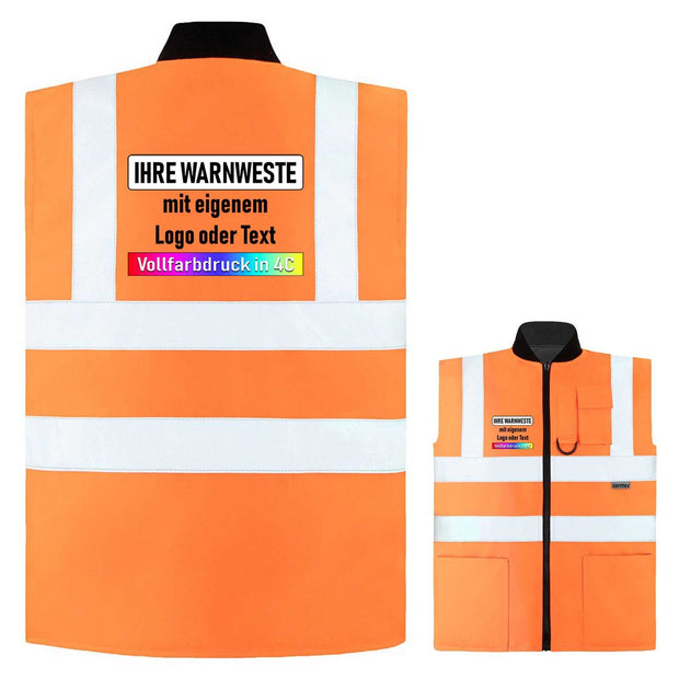 2 in 1 Bodywarmer Korntex Ural mit Wendefunktion in Hi-Vis Gelb und schwarzer Steppjacken-Seite