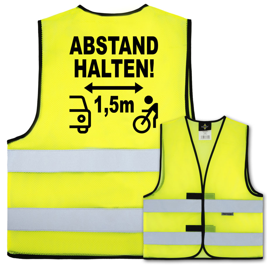 Motiv-Warnweste ABSTAND HALTEN // ideal für Fahrrad und E-Bike // verschiedene Westenarten