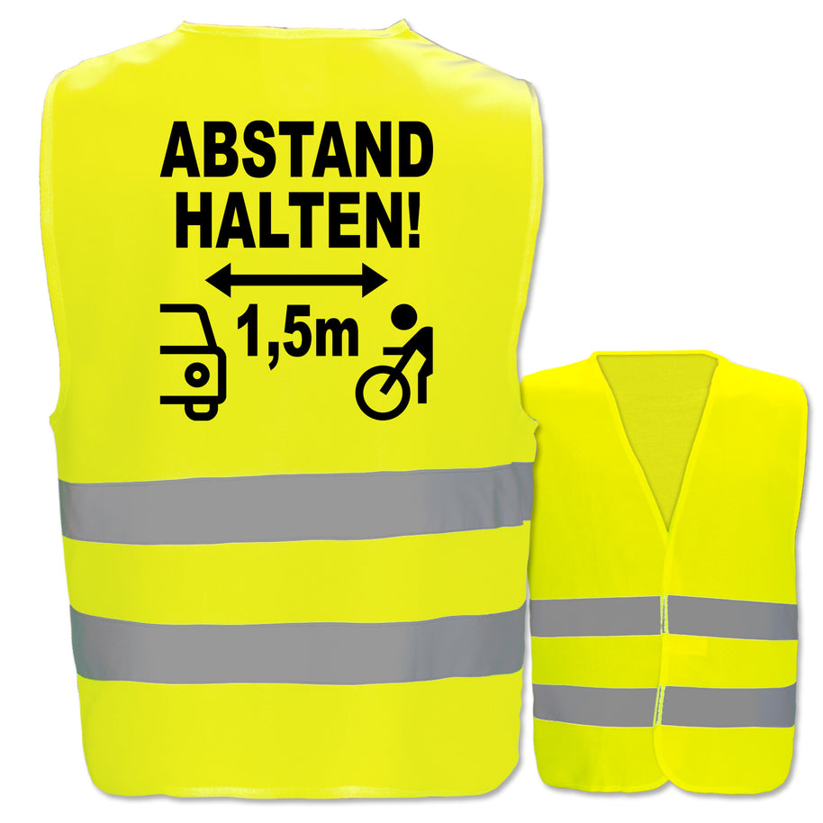 Motiv-Warnweste ABSTAND HALTEN // ideal für Fahrrad und E-Bike // verschiedene Westenarten