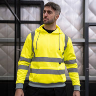 Korntex Hoodie „Cork“ Warnschutz-Hoodie mit vier reflektierenden Leuchtstreifen in Signalfarben und Kapuze mit Kordelzug