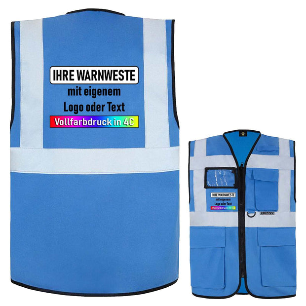 Korntex Multifunktionsweste Berlin mit Taschen, Reißverschluss und Leuchtstreifen in verschiedenen Farben und Größen