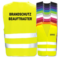Brandschutzbeauftragter Warnwesten mit zwei Leuchtstreifen in verschiedenen Farben und Größen, individuell bedruckbar