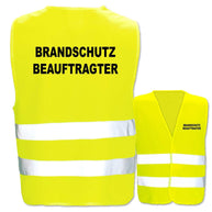 Warnweste mit Aufdruck Brandschutzbeauftragter in mehreren Farben und Größen mit zwei Leuchtstreifen