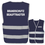 Warnweste Brandschutzbeauftragter mit zwei Leuchtstreifen in verschiedenen Farben und Größen, individuell bedruckbar