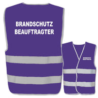 Warnwesten mit Aufdruck Brandschutzbeauftragter in verschiedenen Farben und Größen mit reflektierenden Leuchtstreifen