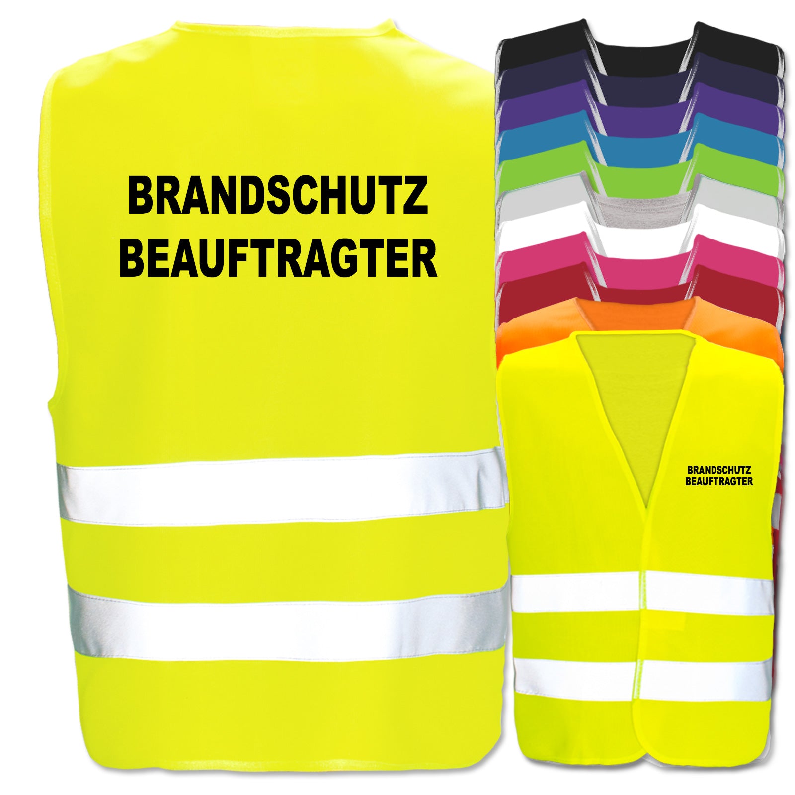Brandschutzbeauftragter-Warnwesten mit zwei Leuchtstreifen // viele Farben und Größen // abweichender Begriff möglich
