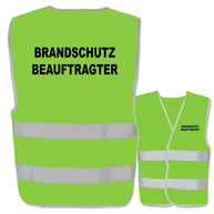 Warnweste mit Aufdruck Brandschutzbeauftragter in verschiedenen Farben und Größen mit zwei Leuchtstreifen