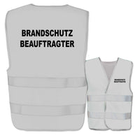 Warnwesten mit Aufdruck Brandschutzbeauftragter in verschiedenen Farben und Größen mit zwei Leuchtstreifen