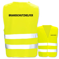 Warnwesten mit Aufdruck Brandschutzhelfer in verschiedenen Farben und Größen mit zwei Leuchtstreifen