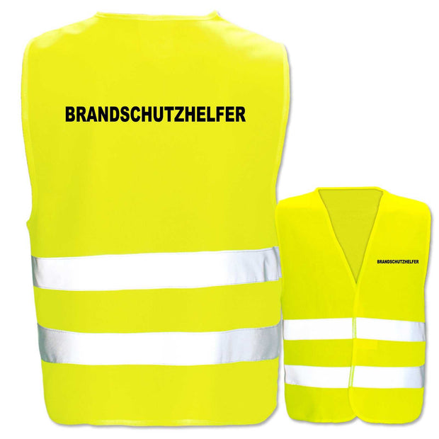 Warnwesten mit Aufdruck Brandschutzhelfer in Gelb mit zwei reflektierenden Leuchtstreifen