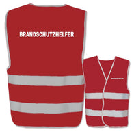Warnwesten mit Aufdruck Brandschutzhelfer in verschiedenen Farben und Größen mit reflektierenden Streifen