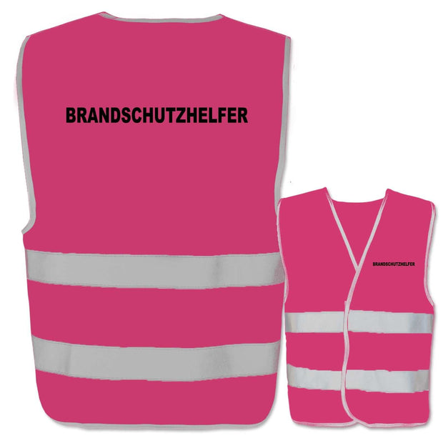Warnweste mit Aufdruck Brandschutzhelfer in pink mit zwei Leuchtstreifen, verschiedene Größen und Farben verfügbar