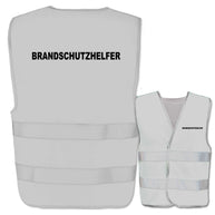 Warnwesten mit Aufdruck Brandschutzhelfer in verschiedenen Farben und Größen mit zwei reflektierenden Leuchtstreifen