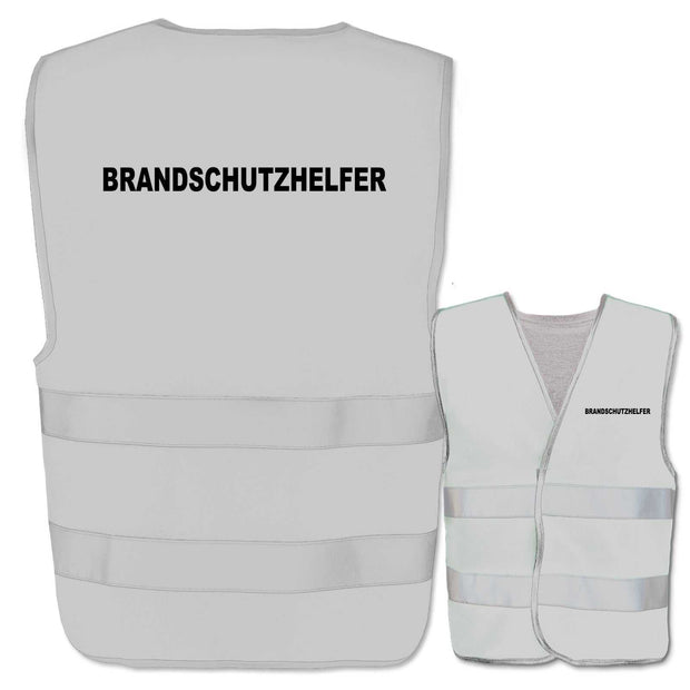 Warnwesten mit Aufdruck Brandschutzhelfer in verschiedenen Farben und Größen mit zwei reflektierenden Leuchtstreifen