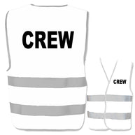 Crew Warnweste mit zwei Leuchtstreifen in verschiedenen Farben und Größen, personalisierbar mit Aufdruck Crew oder abweichendem Text, reflektierend und zertifiziert nach EN ISO 20471