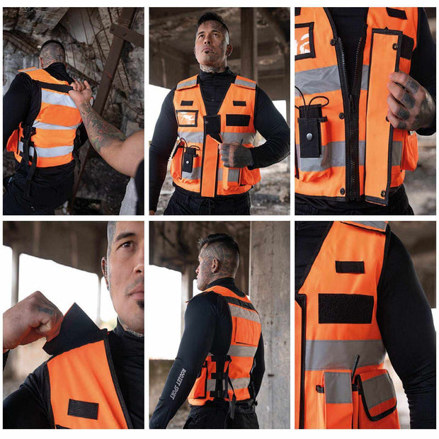 Tactical Weste Bonn Sicherheitsweste mit reflektierenden Streifen und austauschbaren Patches aus robustem Polyester Oxford 600D