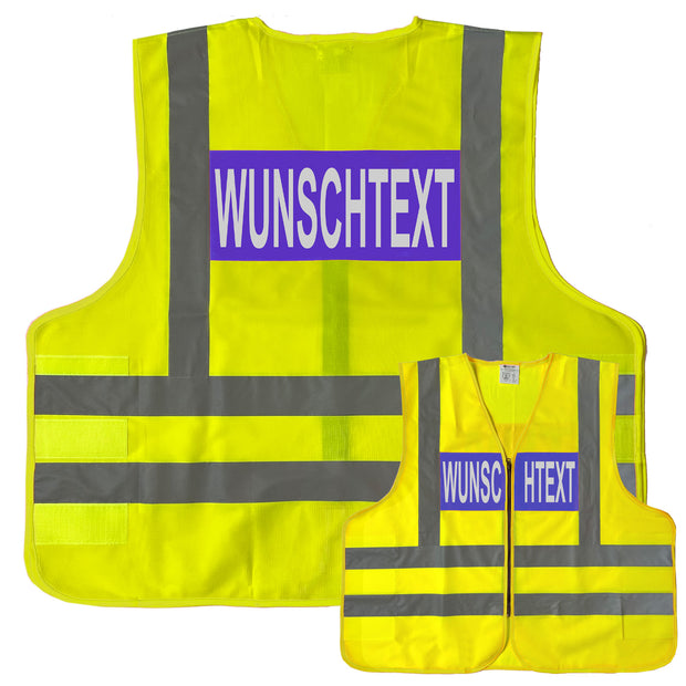 Dönges Warnweste / Signalweste nach BMI-Vorgabe mit 4 Leuchtstreifen // Größe M-XXL // Begriff: Ihr Wunschtext