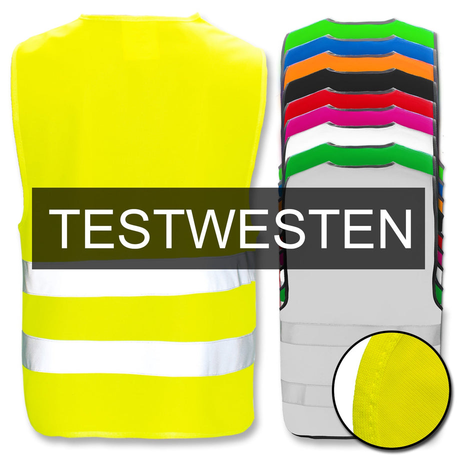 EasyMesh Test-Warnweste mit zwei reflektierenden Leuchtstreifen in verschiedenen Farben