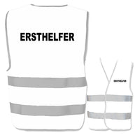 Ersthelfer-Warnweste mit zwei Leuchtstreifen in verschiedenen Farben und Größen, individuell bedruckbar