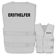 Ersthelfer-Warnweste mit zwei Leuchtstreifen in verschiedenen Farben und Größen, individuell bedruckbar