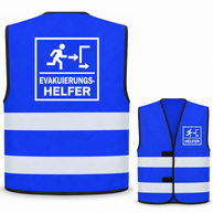Evakuierungshelfer-Warnweste – Blau – Vorder- und Rückseite