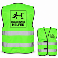 Evakuierungshelfer-Warnweste – Neongrün – Vorder- und Rückseite