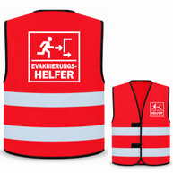 Evakuierungshelfer-Warnweste – Rot – Vorder- und Rückseite