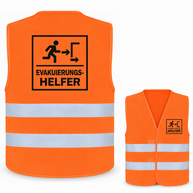 Evakuierungshelfer-Warnweste – Signal-Orange (Saum Orange) – Vorder- und Rückseite