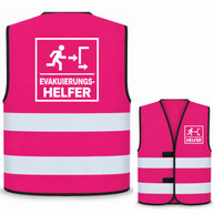 Evakuierungshelfer-Warnweste – Magenta – Vorder- und Rückseite
