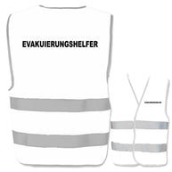 Evakuierungshelfer-Warnweste mit zwei Leuchtstreifen in verschiedenen Farben und Größen