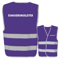 Evakuierungsleiter-Warnweste mit zwei Leuchtstreifen in verschiedenen Farben und Größen, reflektierend und individuell bedruckbar
