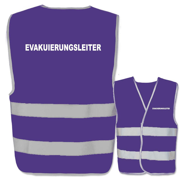 Purple Evakuierungsleiter-Warnweste with two reflective stripes and adjustable fasteners