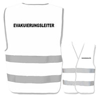 Evakuierungsleiter-Warnweste in verschiedenen Farben mit zwei Leuchtstreifen und reflektierendem Druck