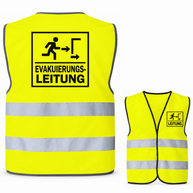 Evakuierungsleitung-Warnweste – Signal-Gelb (Saum Schwarz) – Vorder- und Rückseite