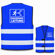 Evakuierungsleitung-Warnweste – Blau – Vorder- und Rückseite