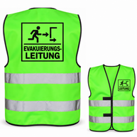 Evakuierungsleitung-Warnweste – Neongrün – Vorder- und Rückseite