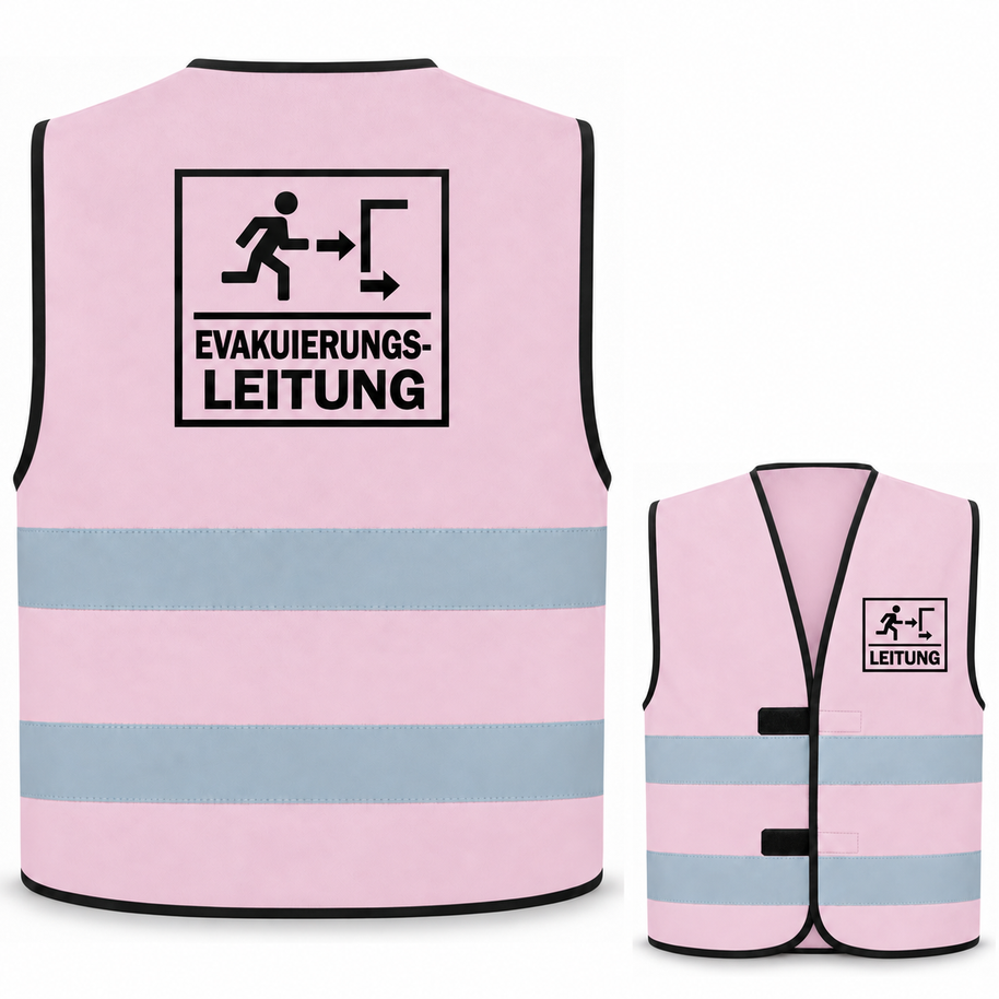Evakuierungsleitung-Warnweste – Rosa – Vorder- und Rückseite