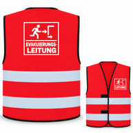 Evakuierungsleitung-Warnweste – Rot – Vorder- und Rückseite