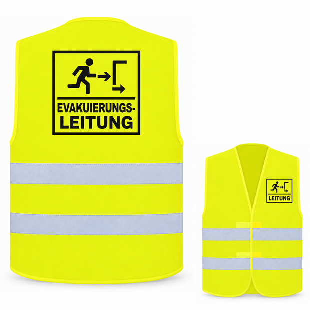 Evakuierungsleitung-Warnweste – Signal-Gelb (Saum Gelb) – Vorder- und Rückseite