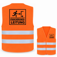 Evakuierungsleitung-Warnweste – Signal-Orange (Saum Orange) – Vorder- und Rückseite