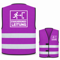 Evakuierungsleitung-Warnweste – Violett – Vorder- und Rückseite