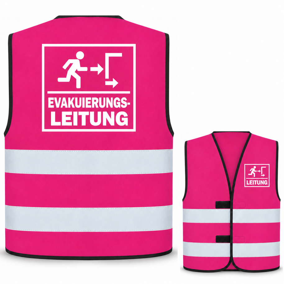 Evakuierungsleitung-Warnweste – Magenta – Vorder- und Rückseite