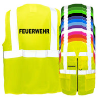 Feuerwehr-Multifunktionsweste mit Taschen und Reißverschluss in verschiedenen Farben und Größen