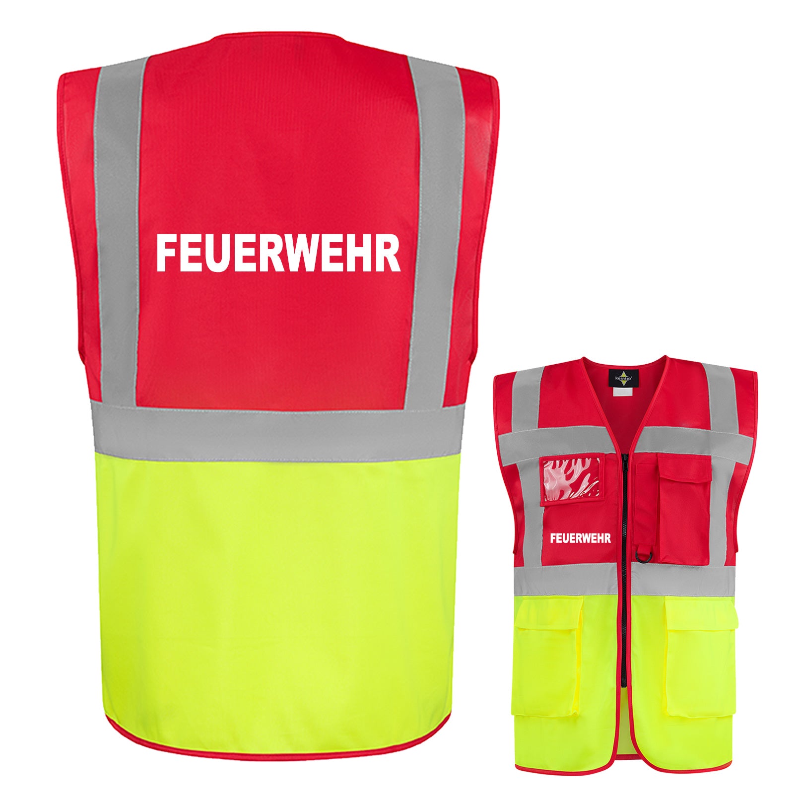 Feuerwehr-Multifunktionsweste mit Taschen und Reißverschluss // viele Farben und Größen // abweichender Begriff möglich