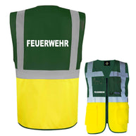 Feuerwehr-Multifunktionsweste mit Taschen, Reißverschluss, reflektierend, in verschiedenen Farben und Größen