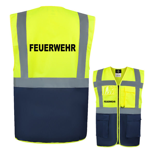 Feuerwehr-Multifunktionsweste mit Taschen und Reißverschluss // viele Farben und Größen // abweichender Begriff möglich