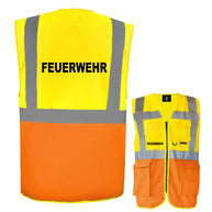 Feuerwehr-Multifunktionsweste mit Taschen und Reißverschluss // viele Farben und Größen // abweichender Begriff möglich