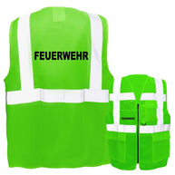 Multifunktionsweste mit Taschen und Reißverschluss in verschiedenen Farben und Größen für Feuerwehr mit reflektierendem Druck