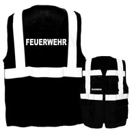 Multifunktionsweste mit Taschen und Reißverschluss in verschiedenen Farben und Größen für Feuerwehr mit reflektierendem Druck